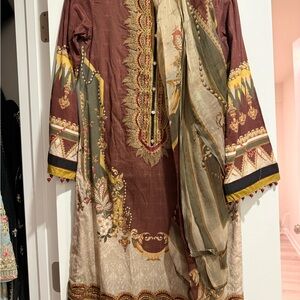 Elegant Multicolor Embroidered Kurta with Dupatta